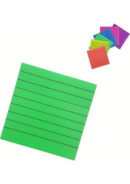 Şeffaf Renkli Yapışkanlı Not Kağıdı Çizgili Karenot (Yeşil 3)