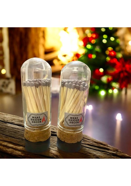 Mantar Kapaklı Cam Fanusta Çakmak Kağıtlı 2 Li Avantaj Set Kibrit