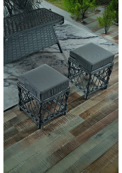 Rattan Edra Bahçe Mobilyası 3+1+1+Camlı Masa Gri- Kemik- Cappucino - B&n Garden fırsatları