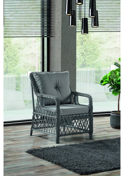 Rattan Edra Bahçe Mobilyası 3+1+1+Camlı Masa Gri- Kemik- Cappucino - B&n Garden indirimleri