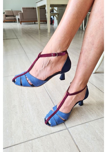 Queenn Kadın Klasik Kısa Topuklu (6 Cm) Ayakkabı Mavi Süet fiyatları