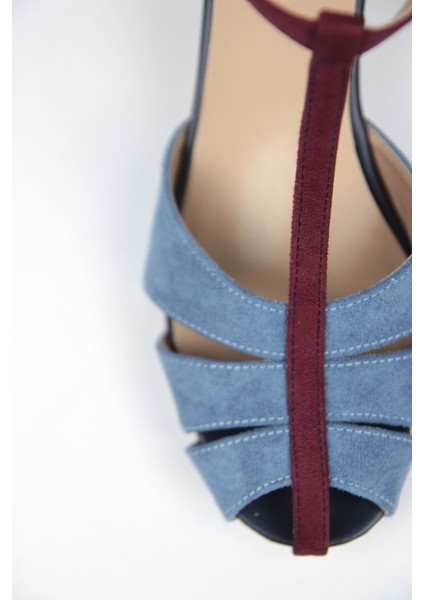 Queenn Kadın Klasik Kısa Topuklu (6 Cm) Ayakkabı Mavi Süet indirimleri