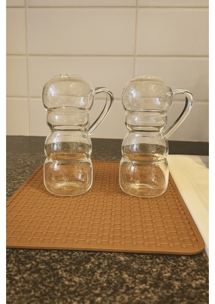 Lunare Borosilikat Cam Kulplu Tasarım Tuzluk Biberlik Baharatlık 2’li Set Şeffaf modelleri