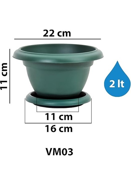 VM03 3 No Villa Menekşe Saksı Set 2 Litre 22 Cm, Kiremit fiyatları