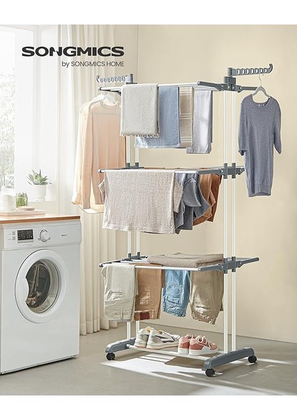 Çamaşır Kurutma Makinesi, Stand Kurutma Makinesi 4 Kademeli, Kanatlı Elbise Havalandırması, Katlanır Kanatlar, Tekerlekli, Kolay Montaj, Beyaz fiyatları