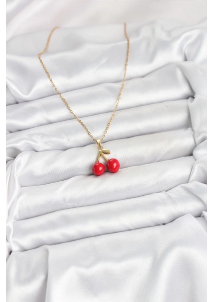 Bfs 316L Çelik Zincir Gold Renk Kiraz Model Kadın Kolye fiyatları