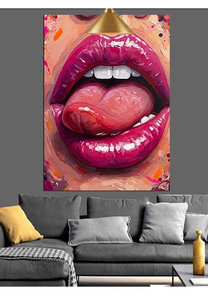 Kırmızı Dudaklı Ağız Dekoratif Kanvas - Mdf Ahşap Tablo fiyatları