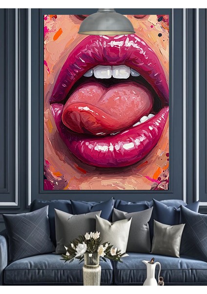 Kırmızı Dudaklı Ağız Dekoratif Kanvas - Mdf Ahşap Tablo modelleri
