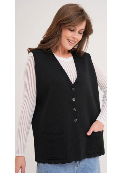 Kadın Anne Büyük Beden Triko Düz Model Yelek indirimleri