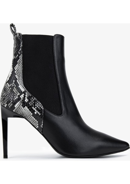 Kadın Hakiki Deri Siyah Topuklu Bot 1130 573 Bn Bot SK25-26 Syh/syh Ntrl Yln