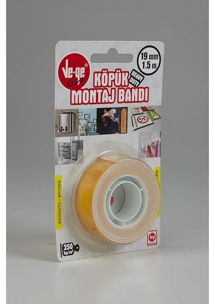 BA5000190015-3AC Köpük Montaj Bandı-3 (Ağır), 19 mm x 1.5m