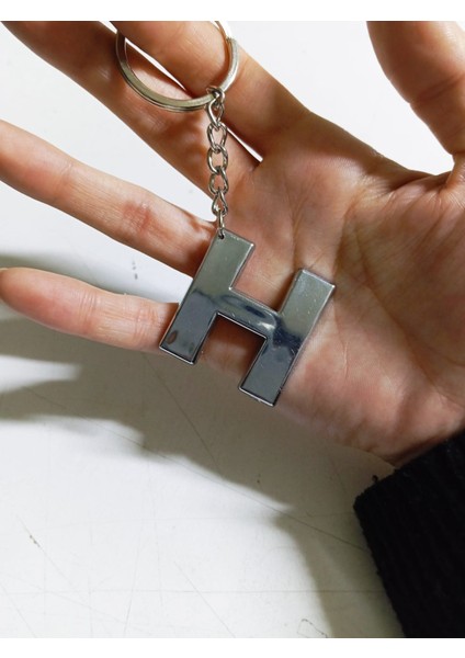 H Harfi Plastik Krom Kaplama Anahtarlık- Harf Çanta Süsü