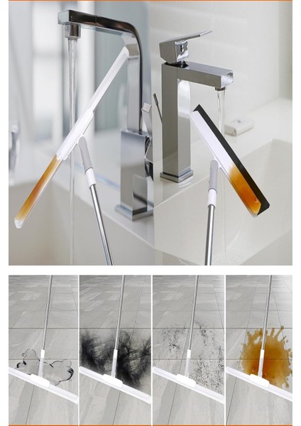 Teleskobik Saplı Çekçek Yersil Kauçuk Uçlu Uzun Saplı Su Çekici- Duş -Cam -Araba -Banyo Silecek indirimleri