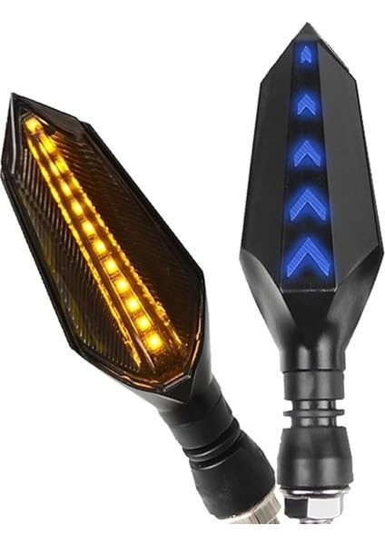 Motosiklet LED Far Sinyal Mavi Sarı LED Işık Gösterge Sinyali Çift Renk Su Geçirmez