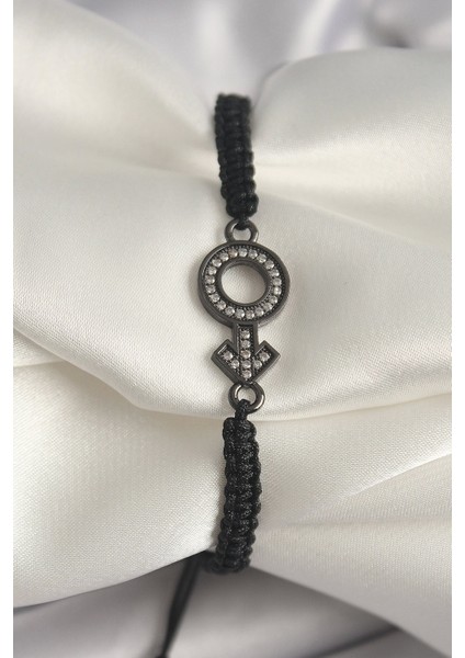 Bfs Pirinç Füme Renk Zirkon Taşlı Venüs Mars Asansörlü Makrome Model Kadın Bileklik