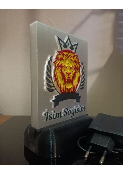 Kişiye Özel Isimli Sarı Kırmızı Aslan Dekoratif LED Lamba Kablolu Adaptörlü fırsatları