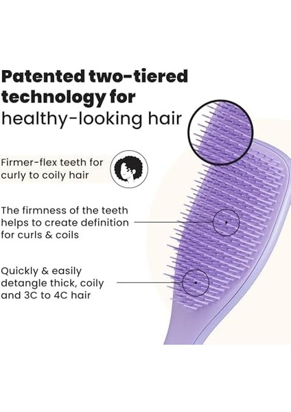 Tangle Teezer Doğal Kıvırcık Nihai Dolaşık Açıcı Fırça, Kuru ve Islak Saç Fırçası Detangler, 3c Ila 4c Saçlar Için, Mor Tutku modelleri