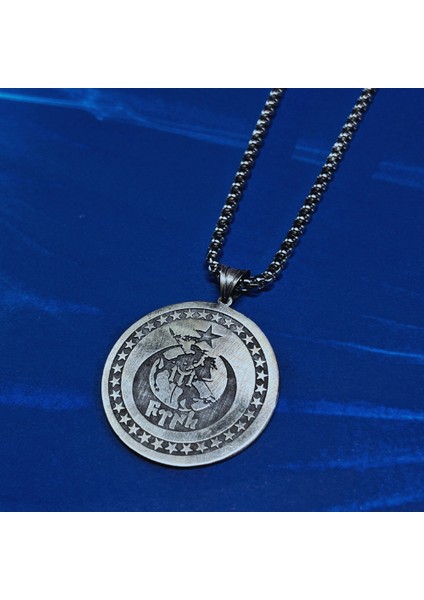 Göktürkçe Türk Yazılı El Işçiliği 925 Ayar Gümüş Erkek Kolye