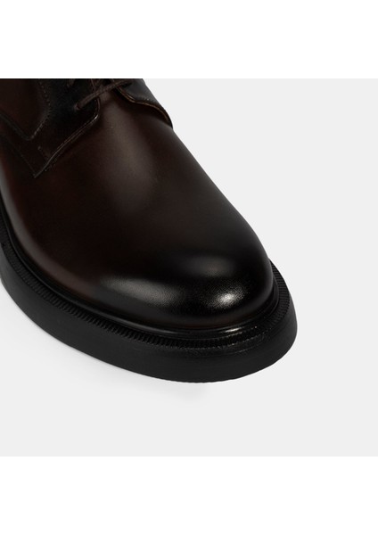 Erkek Kahve Bağcıklı Klasik Deri Ayakkabı