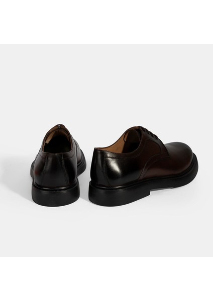 Erkek Kahve Bağcıklı Klasik Deri Ayakkabı
