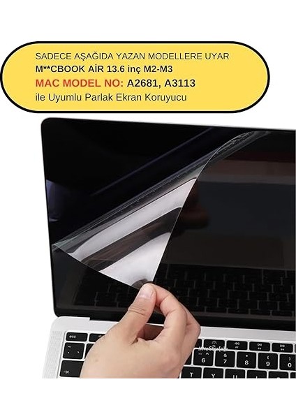 Macbook Air M2-M3-M4 Ekran Koruyucu 13.6 Inç Parlak Çizilmeyi Önler A2681 A3113 A3240 ile Uyumlu Anti Scratch Şeffaf fiyatları