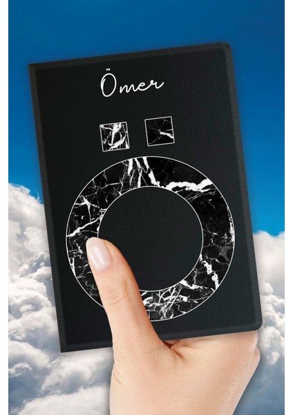 Isim Yazılı Pasaport Kılıfı Desenli Pasaport Kabı Kişiye Özel - Ö Harfi Mermer