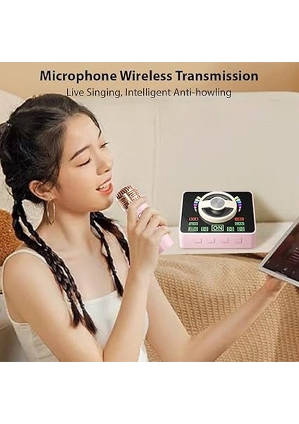 Karaoke Makinesi Mini Kablosuz Mikrofon ve Hoparlör 2 Mikrofonlu Ktv Seti Rgb Işık Efektleri El Mikrofonu Doğum Günü Ev Partisi Için Hediyeler Dış Mekan Hafif Taşınabilir Çift Mikrofon Karaoke indirimleri