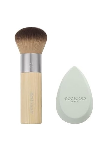 Ecotools Blend + Blur Makyaj Fırçası ve Sünger Duo, Makyaj Blender Sünger ve Fondöten Fırçası, Sıvı ve Krem Makyaj, Bulut Cildi, Çevre Dostu, Lateks Içermez, Zulüm Içermez, & Vegan, 2 Adet fiyatları