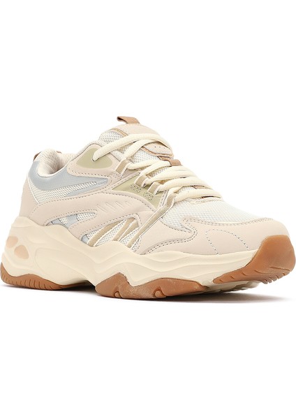 Kadın Bej Bağcıklı Kalın Tabanlı Sneaker 25AFD494114