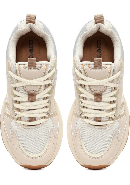 Kadın Bej Bağcıklı Kalın Tabanlı Sneaker 25AFD494114