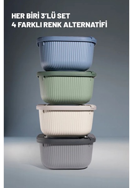 3’lü Saklama Kabı Seti – Sızdırmaz Kapaklı, Mikrodalga ve Dondurucu Uyumlu indirimleri