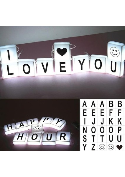 CC58YT1254 10'lu Lightbox Işıklı Harf Mesaj Panosu Dekoratif Harf Işık Zinciri