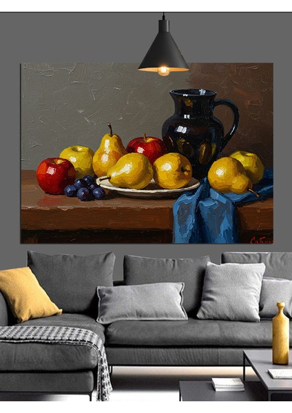 Klasik Natürmort Elma Armut Dekoratif Kanvas - Mdf Ahşap Tablo fiyatları