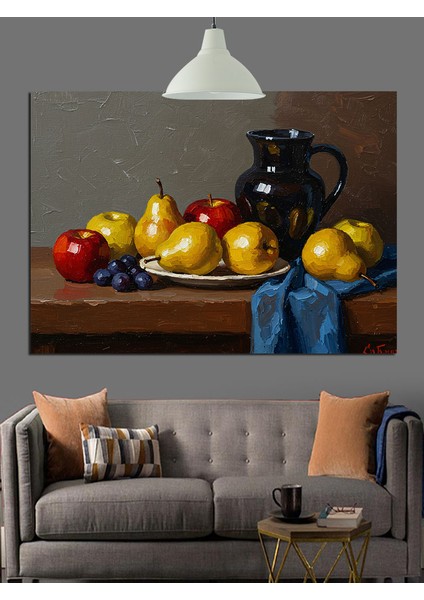 Klasik Natürmort Elma Armut Dekoratif Kanvas - Mdf Ahşap Tablo modelleri