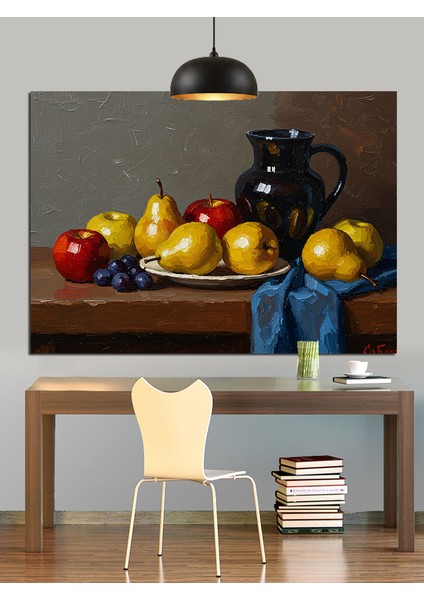 Klasik Natürmort Elma Armut Dekoratif Kanvas - Mdf Ahşap Tablo fırsatları