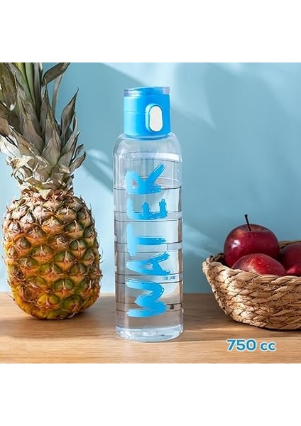 161407-055 Su Şişesi Matara Suluk - Taşıması ve Içimi Kolay Saat Hatırlatmalı Ölçekli - 750 cc Mavi fiyatları