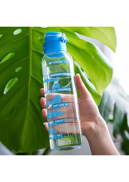 161407-055 Su Şişesi Matara Suluk - Taşıması ve Içimi Kolay Saat Hatırlatmalı Ölçekli - 750 cc Mavi modelleri