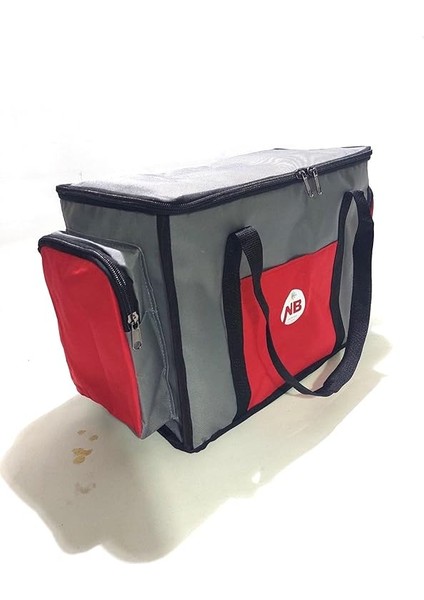 Yalıtımlı Piknik Soğutucu Çanta, Yan Cepli, Taşıma Askılı, Orta Boy, (Gri-Kırmızı) fiyatları