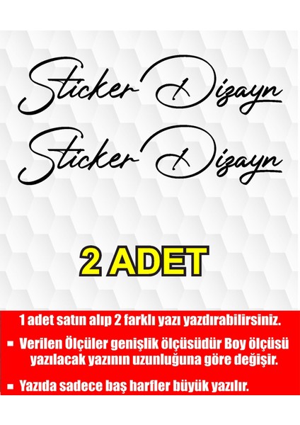 Kişiye Özel Siyah Renk Yazı Sticker, Ad Soyad Sticker, Isim Soyisim Sticker, Araba Oto Motosiklet Sticker 02513