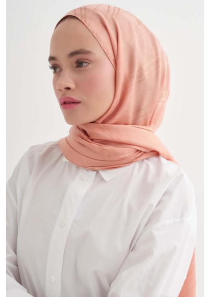 Simetrik Jakar Italyan Ipekli Şal Somon