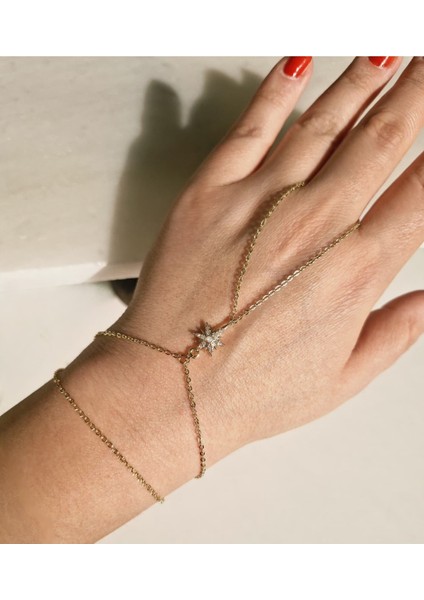 Kuzey Yıldız Figürlü Zirkon Taşlı Gold Zincir Şahmeran fiyatları