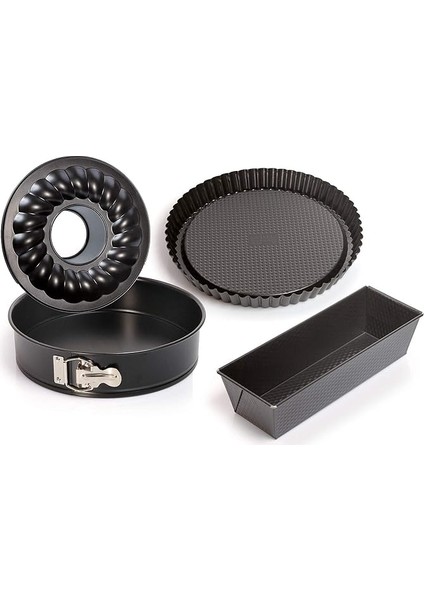 66621364 Classic 4 Parça Kek Kalıp Seti, Siyah