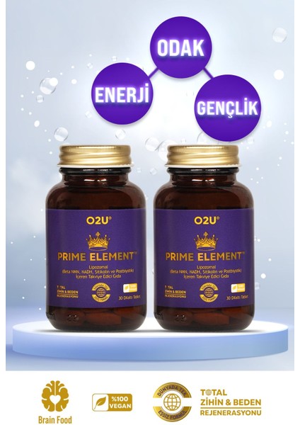 2’li Avantaj Prıme Element - Enerji, Odaklanma ve Gençlik Desteği Lipozomal (Nmn, Nadh, Sitikolin, Postbiyotik) 60 Dilaltı Tablet