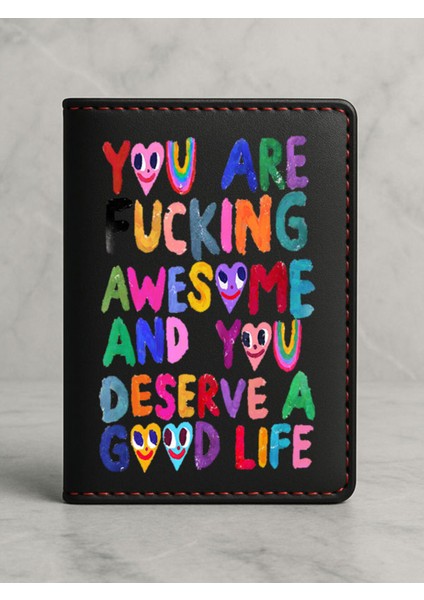 Ruhsat Koruyucu Baskılı Kart Bölmeli Siyah Vinlex Deri Ruhsat Kabı Kılıfı Deserve