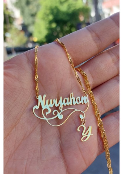 925 Ayar Gümüş 24 Ayar Altın Kaplama Isimli Harfli Kolye