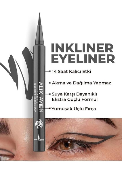 Alıx Avıen Uzun Süre Kalıcı, Suya Dayanıklı ve Yumuşak Uçlu Gri Göz Kalemi - Inkliner Eyeliner Orion Gray