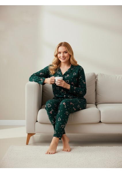 Süet Gömlek Pijama Takımı 7003 Yılbaşı Temalı indirimleri