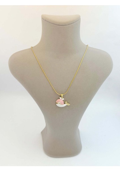 Çelik Sevimli Balina Figürlü Kız Çocuk Kolyesi