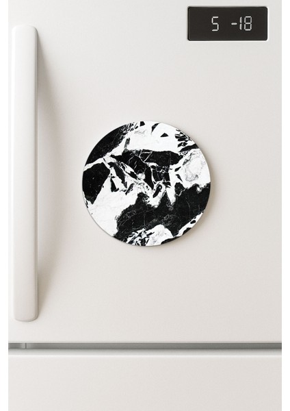 Desenli Temalı Yuvarlak Buzdolabı Magnet – 10X10 cm Juju Mermer