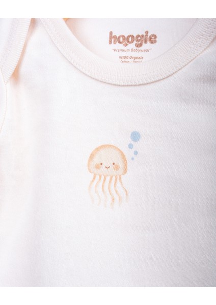 %100 Organik Pamuk Gots Sertifikalı Kısa Kollu Octopus Desenli Bebek & Yenidoğan Body - Ekru indirimleri